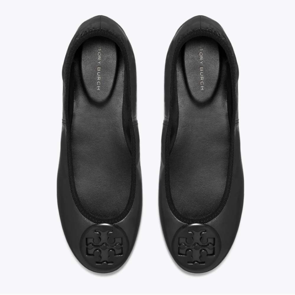 Tory Burch Black Logo Flats